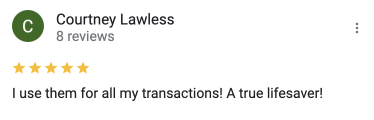 Google 5 star review I use them for all my transactions! A true lifesaver!