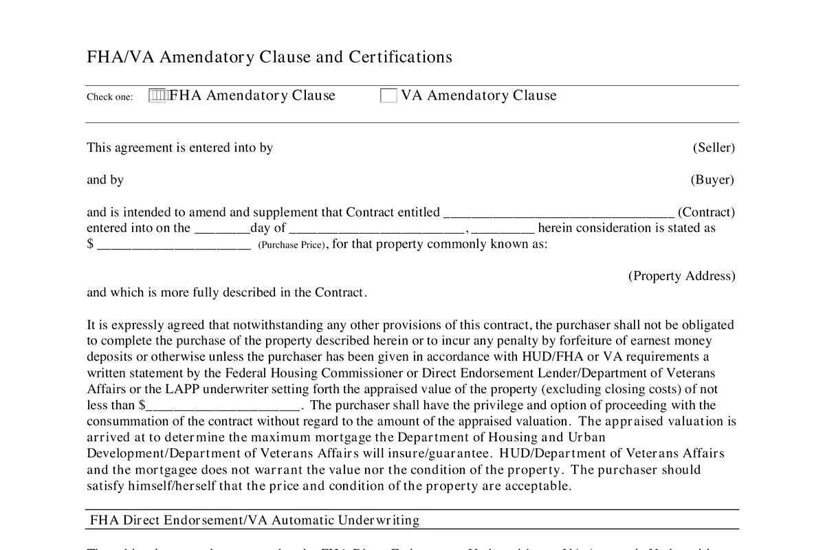 FHA/VA Amendatory Clause in Texas: What It Says and Where It Lives in the Contract