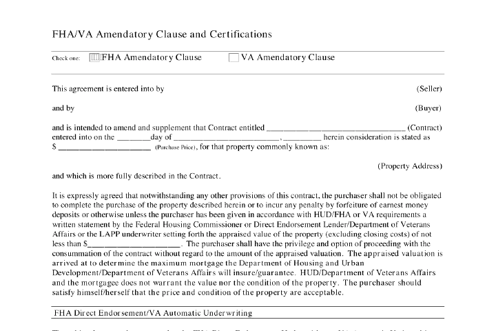FHA/VA Amendatory Clause in Texas: What It Says and Where It Lives in the Contract