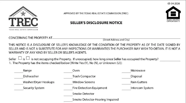 TREC Seller's Disclosure Notice: What Changed in 2026 (and 2023)